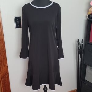Michael Kors Black and White Long Sleeve Dress